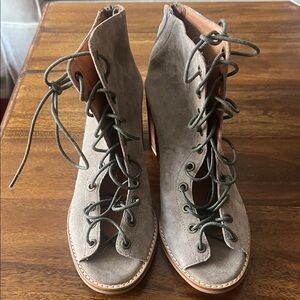 Stylish Gray Lace-Up Ankle Boots